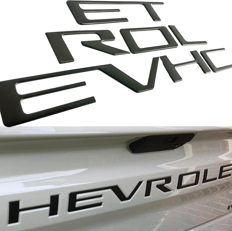 Texflic Tailgate Insert Letters Compatible with Chevy Silverado 2019 2020 2021 2022 2023 2024 2025 Accessories 3D Rear Emblems Badge with Strong Adhesive Matte Black - Image 1